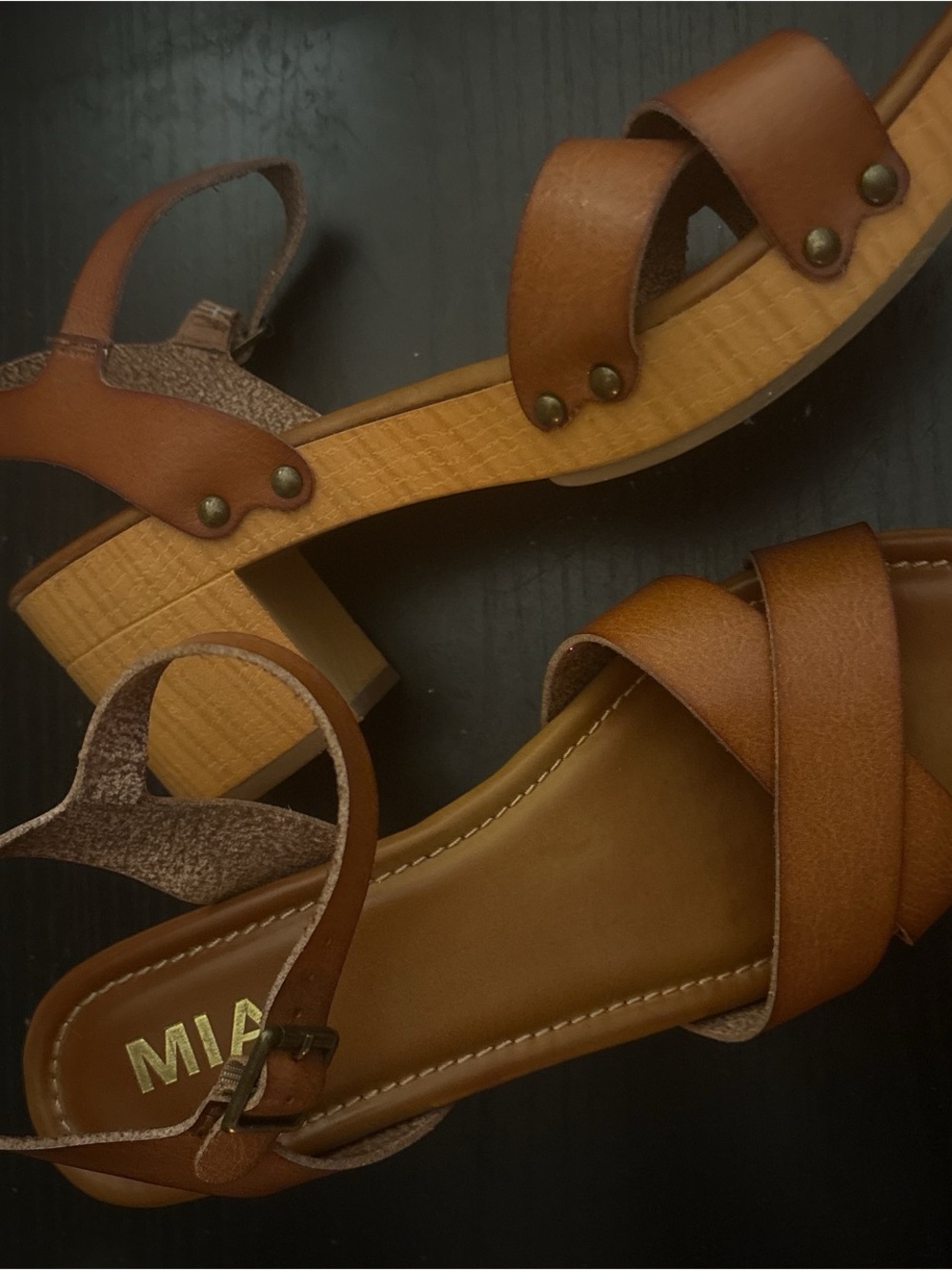 MIA Cognac Brown Platform Sandals